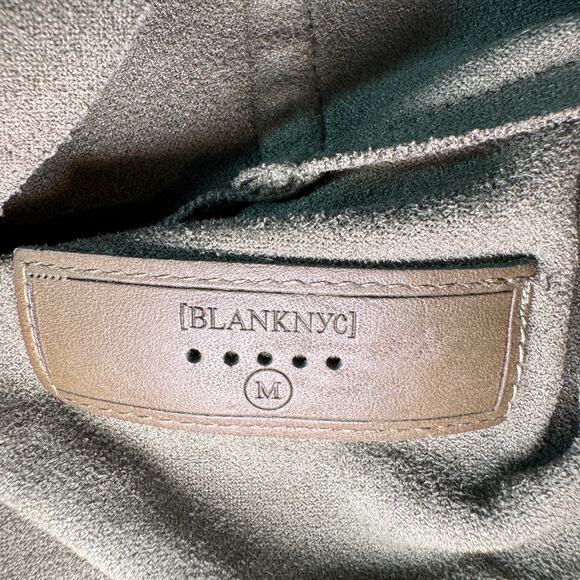 BLANK NYC Women's sz Medium Green Drape Front Faux Suede Jacket 2-in-one - Picture 5 of 10